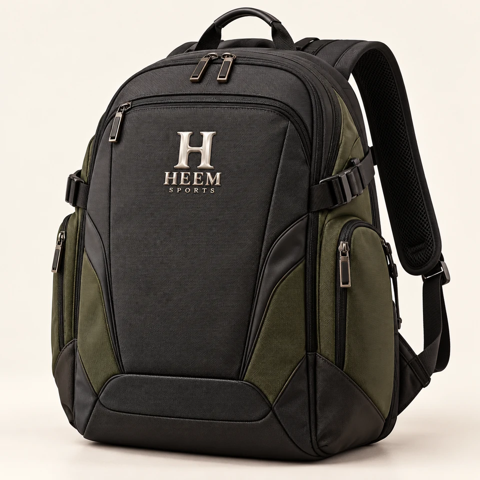 Backpack — illustrative HEEM SPORTS branded product concept
