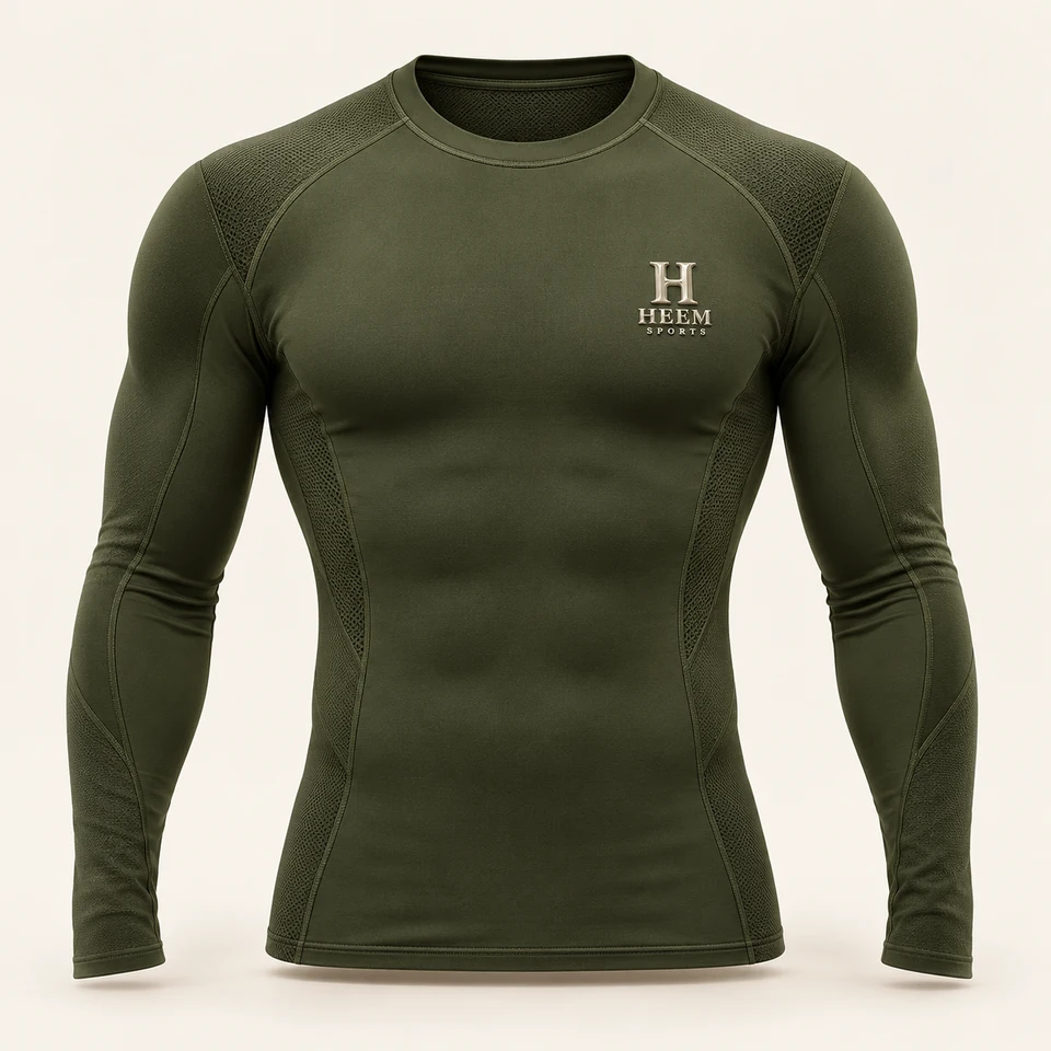 Compression top — illustrative HEEM SPORTS branded product concept