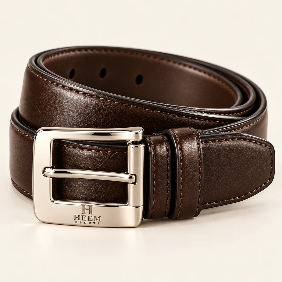 Leather belt — illustrative HEEM SPORTS branded product concept